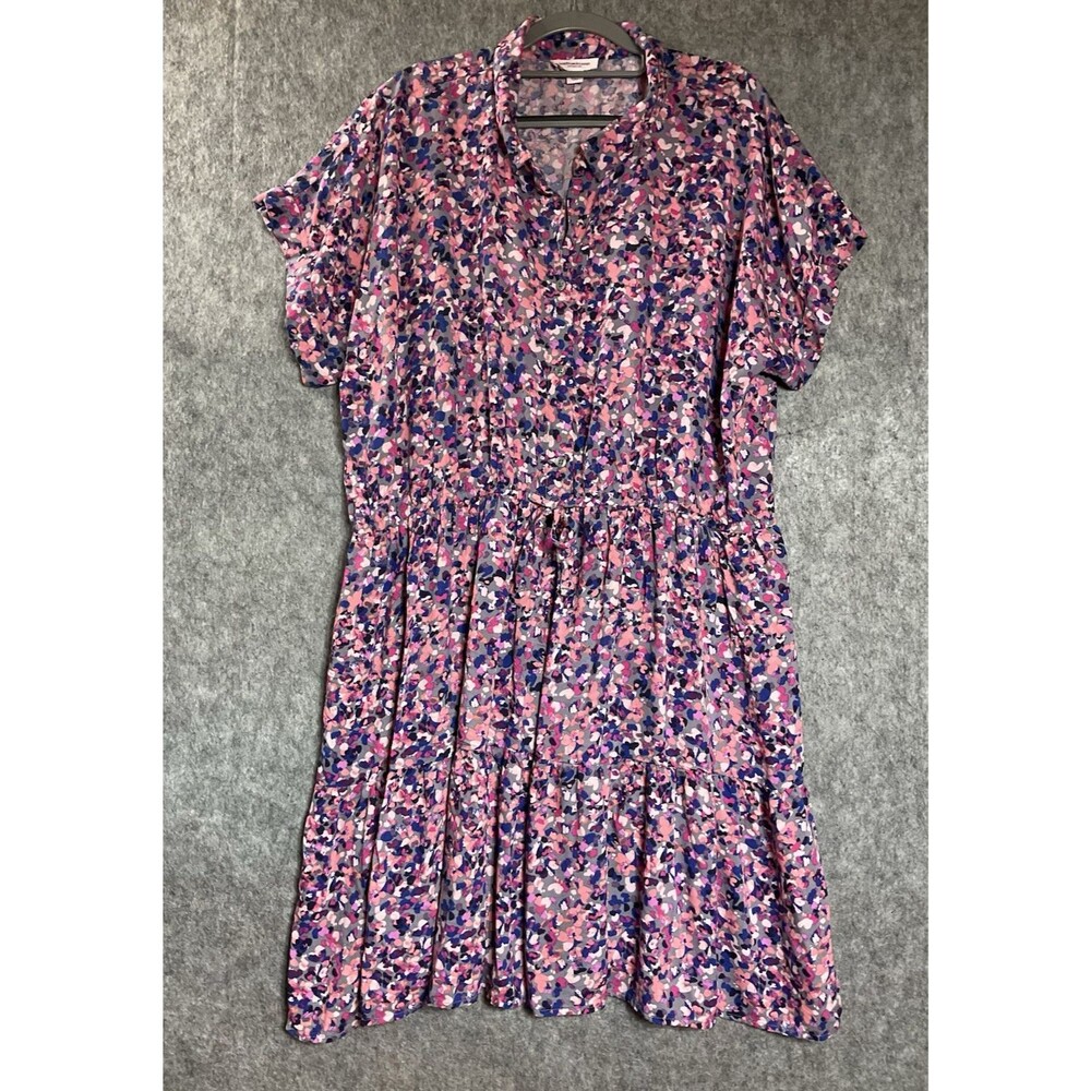 Beach Lunch Lounge Dress Women 2XL XXL Abstract Floral Flowy Boho Cottage Casual